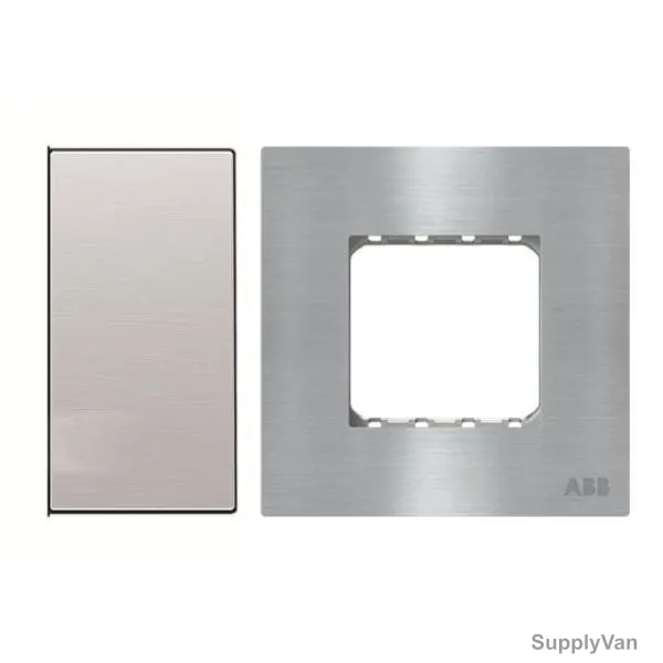 ABB Electrical Switch With Double Rocker Frame, AMD11622-ST+AMD5144-ST, Millenium, 2 Gang, 2 Way, 20A, Stainless Steel