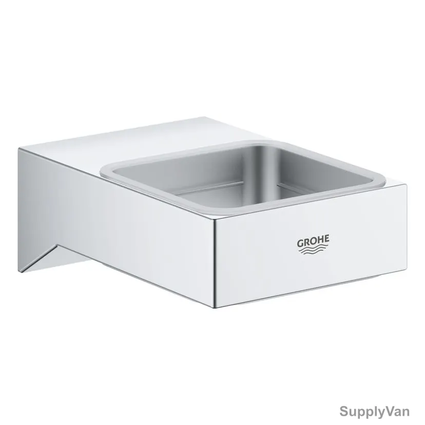 Grohe Wall Mounted Glass/Soap Dish Holder, 40865000, Selection Cube, Metal, 108CM Length x 73CM Width, Starlight Chrome Finish
