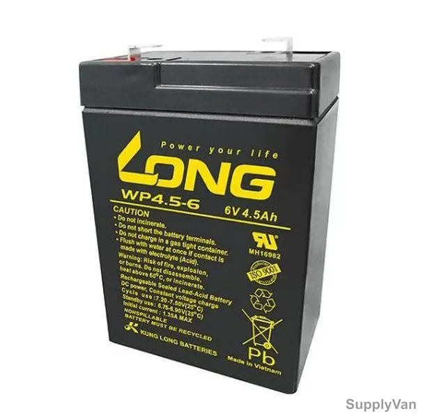 Long Rechargeable Sealed Lead Acid Battery, WP4-5-6, 6V, 4.5Ah