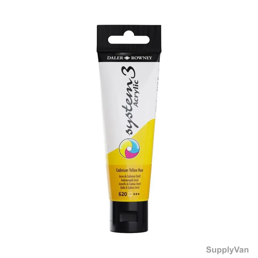 Daler Rowney System3 Acrylic Paint, 129059620, 59ml, 620 Cadmium Yellow Hue