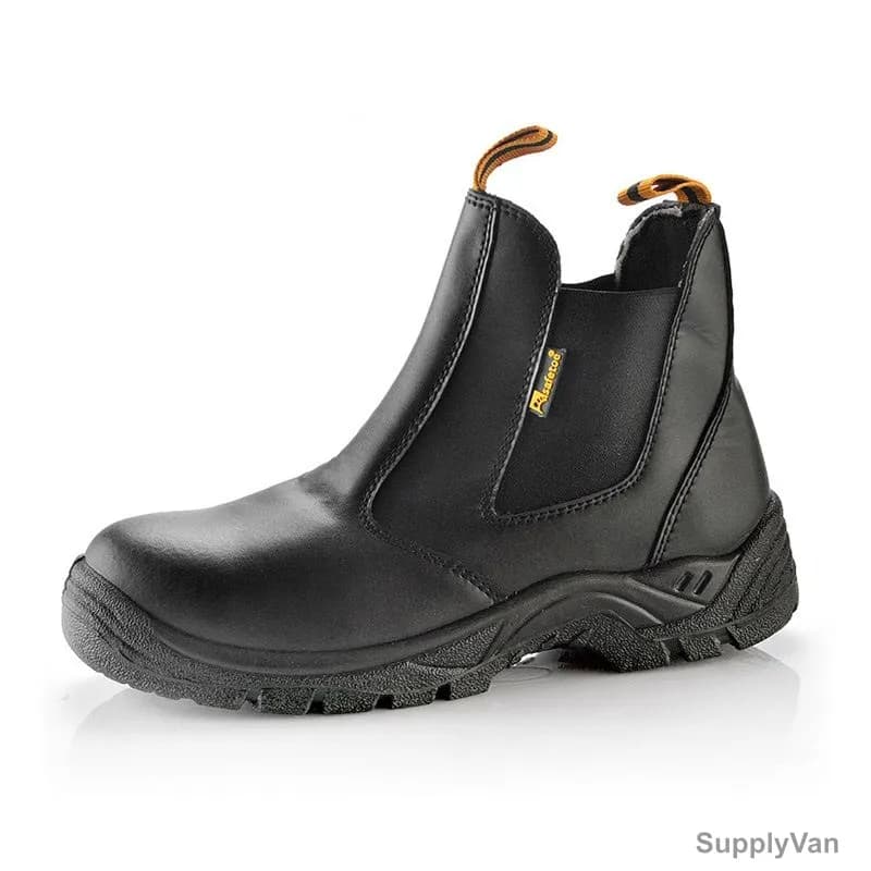 Safetoe Lace-Up Safety Shoes, M-8025, Best Slip-On, S3 SRC, Genuine Leather, Size42, Black