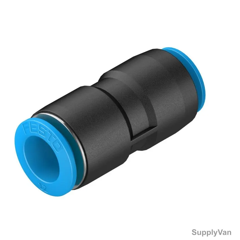 Festo Push-In Connector, QS-12-10-20, Stainless Steel/NBR, 14 Bar, 9MM Nominal Size