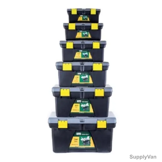 Uken Plastic Tool Box, 316P, 16.5 Inch, Soft Grip, Black/Yellow