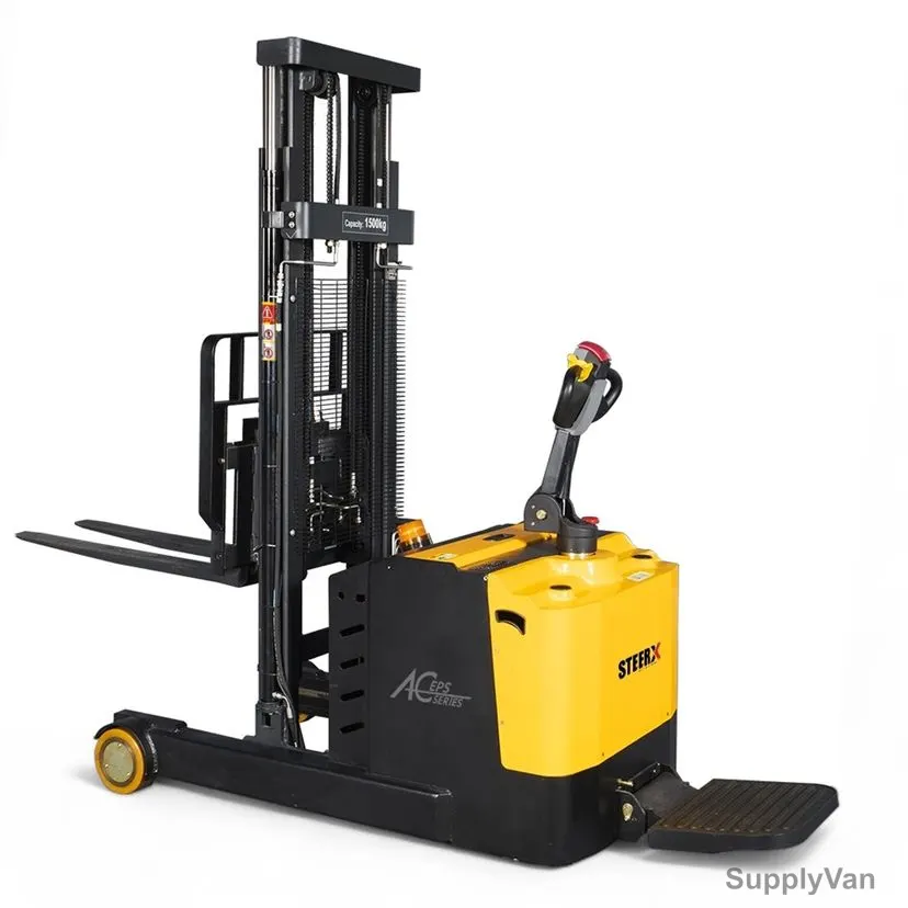 Steerx Heavy Duty Fully Electric Reach Stacker, SMRS15T-4500, Steel, 4500MM Lifting Height, 1500 Kg Weight Capacity