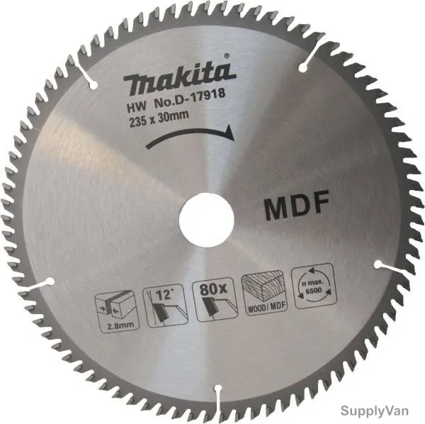 Makita MDF Cutting Blade, D-17918, 235x30MM, 80 Teeth