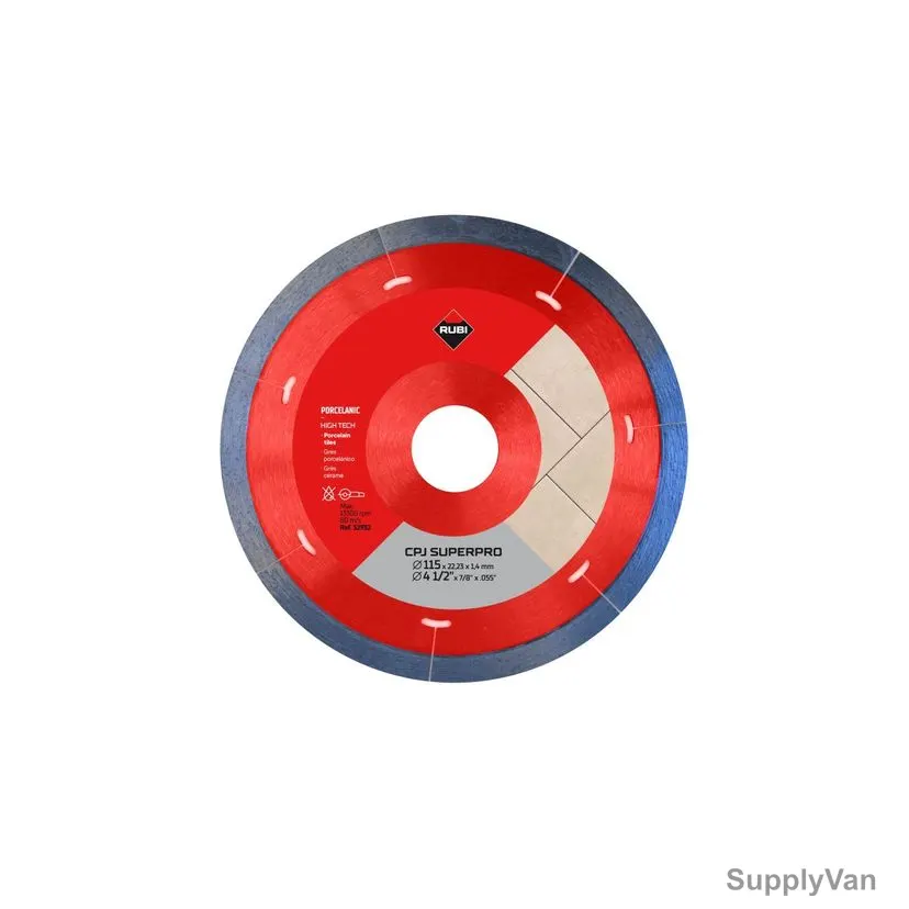 Rubi Porcelain Tiles Diamond Blade, 32932, CPJ Superpro, 115MM Dia