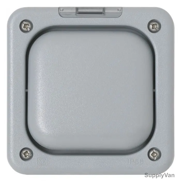 Mk Single Pole Waterproof Rocker Light Switch, K56401GRY, Masterseal Plus, Polycarbonate, IP66, 1 Gang, 10A, Grey
