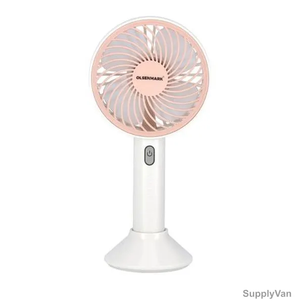 Olsenmark Reachargble Mini Portable Fan, OMF1802, 4 Blade, 1200mAh, Pink/White