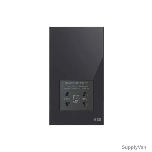 ABB Shaver Socket, AM40188-BG, Millenium, 20A, Black Glass