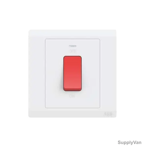 Abb DP Switch With Neon, BL176, Inora, 1 Gang, 1 Way, 32A, White