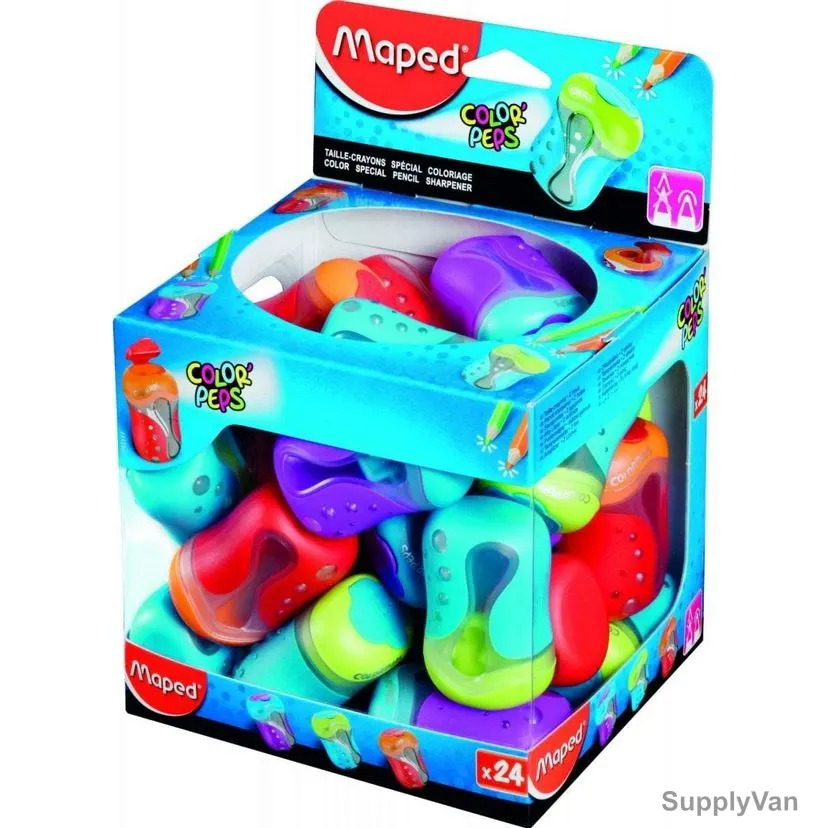 Maped Pencil Sharpener, MD-043111, Plastic, Multicolor, 24 Pcs/Pack