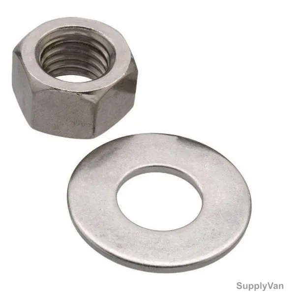 Nut With Washer, Mild Steel, M8, 100 Pcs/Pack