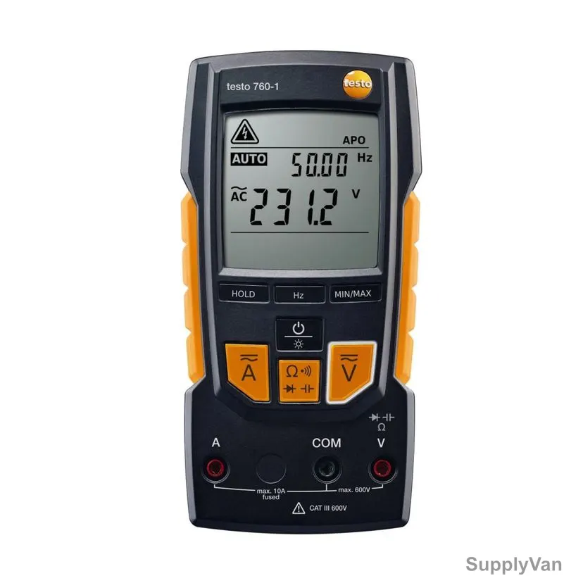 Testo Digital Multimeter, 760-1, 2 Line Display, Black/Orange