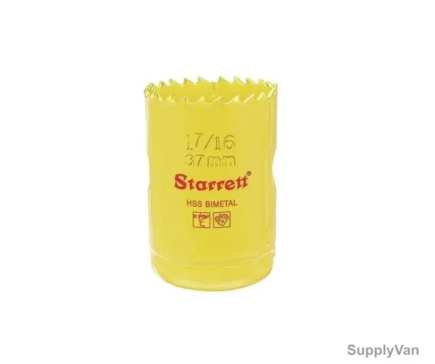 Starrett Hole Saw, SH0176, High Speed Steel, 37MM, 6 TPI, Yellow