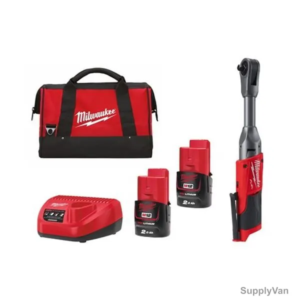 Milwaukee Extended Reach Impact Ratchet, M12FIR38LR-202B, Fuel, 3/8 Inch, 5 Pcs/Kit