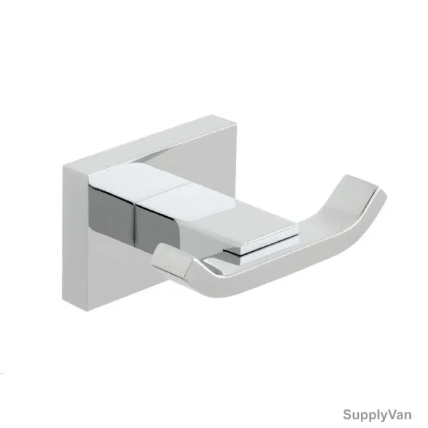 Vado Double Robe Hook, Level, Wall Mounted, Chrome, Silver