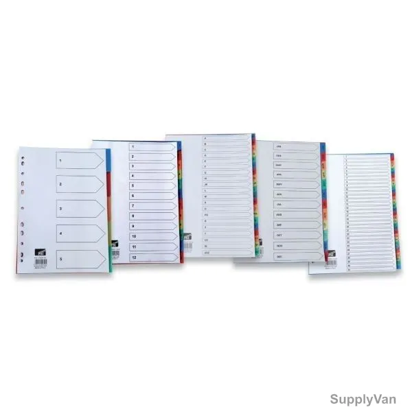 PSI Index Divider Set, PSDIF-5CP, A4, 5 Tab, Polypropylene, Multicolor
