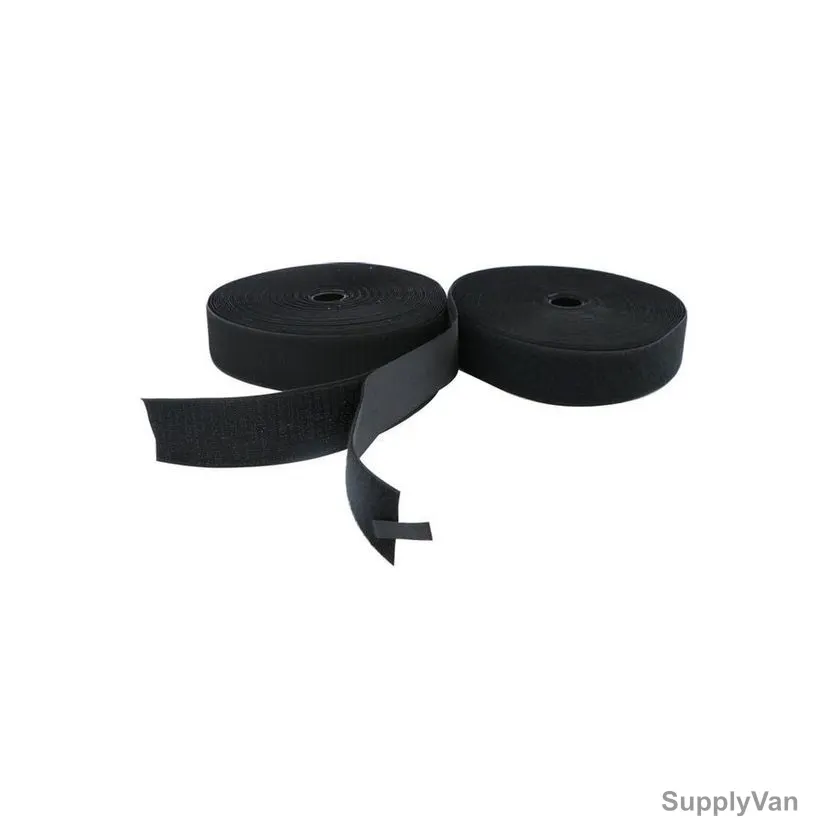 Double Sided Velcro Tape, 50MM x 25 Mtrs, Nylon, Black