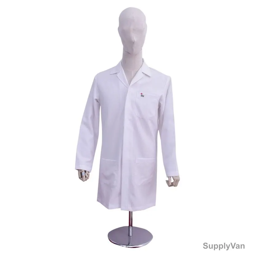 3W Lab Coat, 1164, Cotton, 100CM Height x 52CM Width, L, White