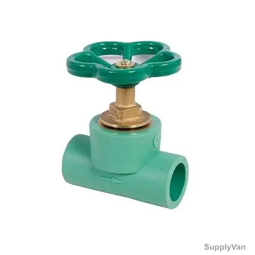 Atlas Stop Globe Valve, APSGV20X0-75, PPR/Brass, 20MM Dia x 3/4 Inch, Green/Gold