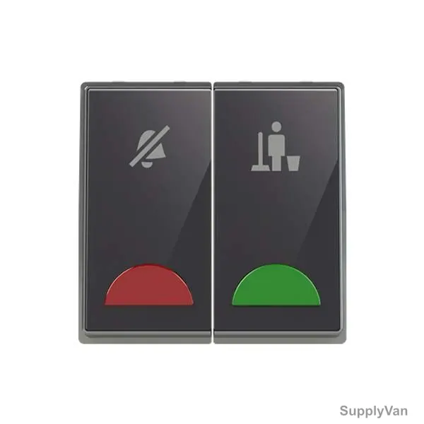 ABB DND/MUR Room Unit With LED, AM40444-BG, Millenium, 1P, 2 Gang, 10A, Black Glass